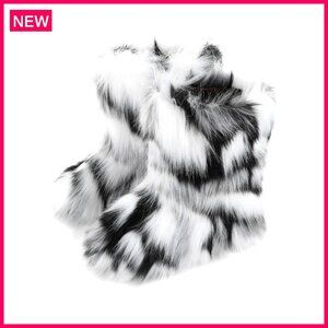 Faux Fur Snow Boots Mid-Calf Winter Shoes Warm Fuzzy Outdoor